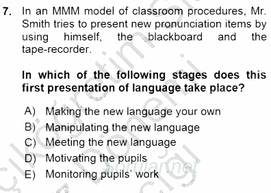 Çocuklara Yabancı Dil Öğretimi 1 2015 - 2016 Ara Sınavı 7.Soru