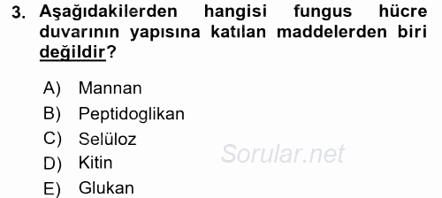 Besin Güvenliği ve Hijyen 2017 - 2018 3 Ders Sınavı 3.Soru