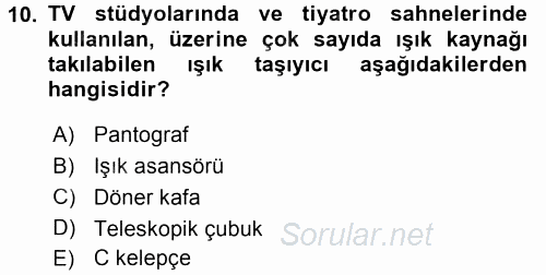 Radyo ve Televizyonda Ölçü Bakım 2016 - 2017 3 Ders Sınavı 10.Soru