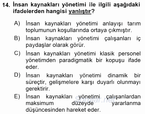 Kamu Yönetimi 2016 - 2017 Dönem Sonu Sınavı 14.Soru