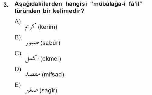 Osmanlı Türkçesi 2 2013 - 2014 Dönem Sonu Sınavı 3.Soru