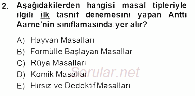 Halk Masalları 2014 - 2015 Dönem Sonu Sınavı 2.Soru