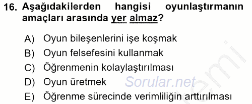 Çocuk, Bilim Ve Teknoloji 2016 - 2017 3 Ders Sınavı 16.Soru