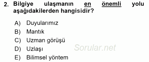 Çocuk, Bilim Ve Teknoloji 2016 - 2017 3 Ders Sınavı 2.Soru