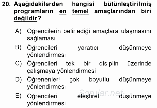 Çocuk, Bilim Ve Teknoloji 2016 - 2017 3 Ders Sınavı 20.Soru