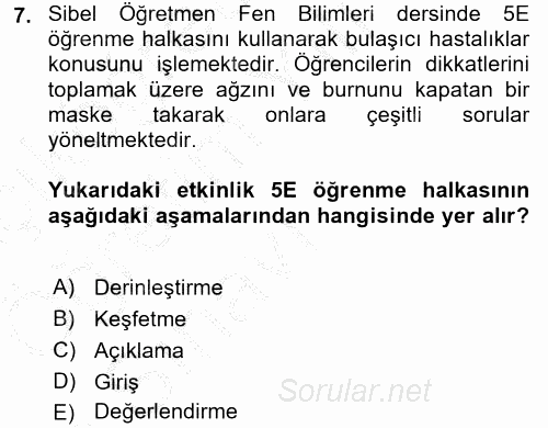 Çocuk, Bilim Ve Teknoloji 2016 - 2017 3 Ders Sınavı 7.Soru