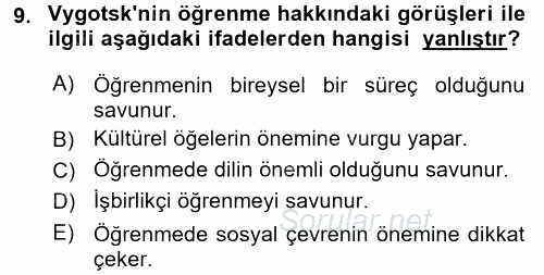 Çocuk, Bilim Ve Teknoloji 2016 - 2017 3 Ders Sınavı 9.Soru