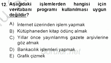 Bilgisayar 1 2014 - 2015 Dönem Sonu Sınavı 12.Soru