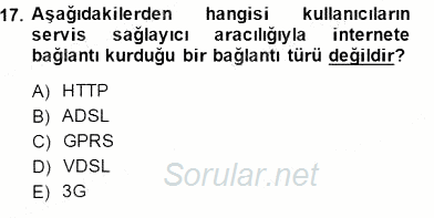 Bilgisayar 1 2014 - 2015 Dönem Sonu Sınavı 17.Soru