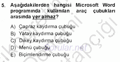 Bilgisayar 1 2014 - 2015 Dönem Sonu Sınavı 5.Soru
