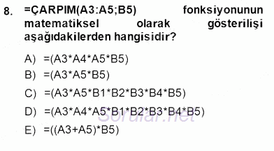 Bilgisayar 1 2014 - 2015 Dönem Sonu Sınavı 8.Soru