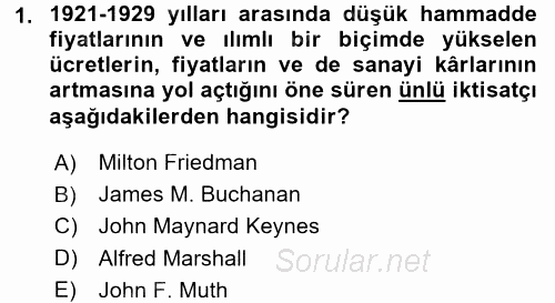 Siyasi Tarih 2 2015 - 2016 Ara Sınavı 1.Soru