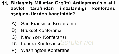 Siyasi Tarih 2 2015 - 2016 Ara Sınavı 14.Soru