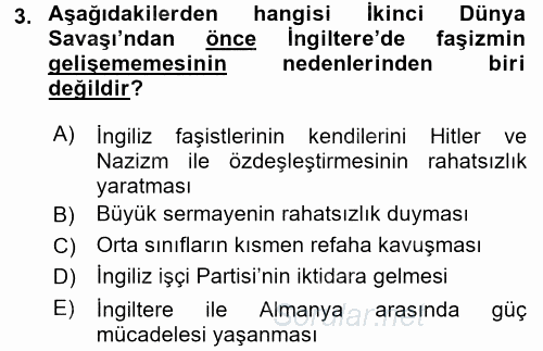 Siyasi Tarih 2 2015 - 2016 Ara Sınavı 3.Soru