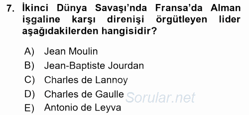 Siyasi Tarih 2 2015 - 2016 Ara Sınavı 7.Soru