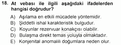 Viroloji 2012 - 2013 Dönem Sonu Sınavı 18.Soru