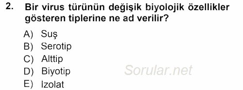 Viroloji 2012 - 2013 Dönem Sonu Sınavı 2.Soru