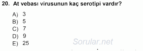 Viroloji 2012 - 2013 Dönem Sonu Sınavı 20.Soru