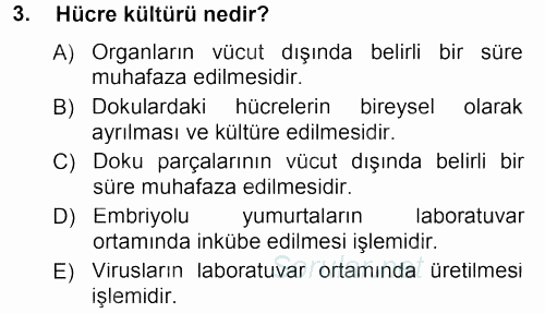 Viroloji 2012 - 2013 Dönem Sonu Sınavı 3.Soru