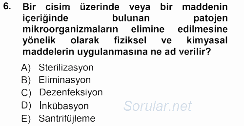 Viroloji 2012 - 2013 Dönem Sonu Sınavı 6.Soru