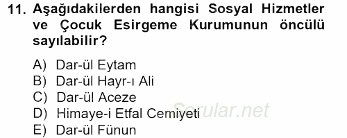 Sosyal Hizmet Kuruluşları 2012 - 2013 Dönem Sonu Sınavı 11.Soru