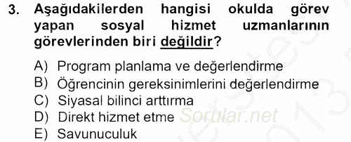 Sosyal Hizmet Kuruluşları 2012 - 2013 Dönem Sonu Sınavı 3.Soru