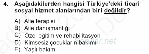 Sosyal Hizmet Kuruluşları 2012 - 2013 Dönem Sonu Sınavı 4.Soru