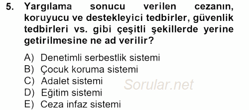 Sosyal Hizmet Kuruluşları 2012 - 2013 Dönem Sonu Sınavı 5.Soru