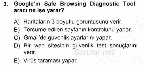 Temel Bilgi Teknolojileri 1 2012 - 2013 Dönem Sonu Sınavı 3.Soru