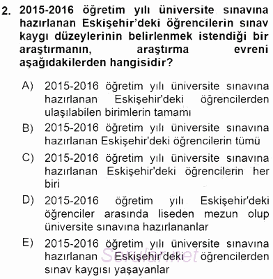 Bilimsel Araştırma Yöntemleri 2015 - 2016 Dönem Sonu Sınavı 2.Soru