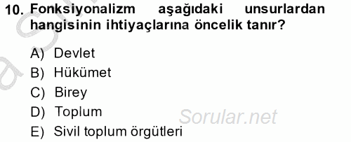 Uluslararası İlişkiler Kuramları 2 2014 - 2015 Ara Sınavı 10.Soru