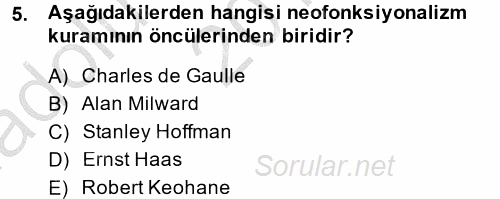 Uluslararası İlişkiler Kuramları 2 2014 - 2015 Ara Sınavı 5.Soru