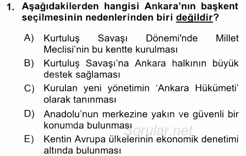 Kent Sosyolojisi 2016 - 2017 3 Ders Sınavı 1.Soru