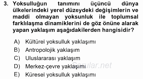 Kent Sosyolojisi 2016 - 2017 3 Ders Sınavı 3.Soru