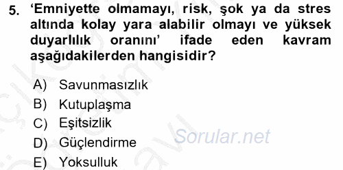 Kent Sosyolojisi 2016 - 2017 3 Ders Sınavı 5.Soru