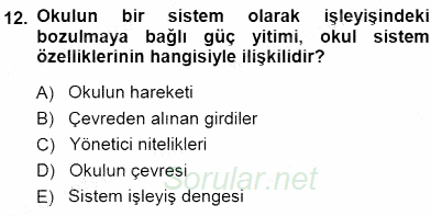 Eğitim Sosyolojisi 2014 - 2015 Dönem Sonu Sınavı 12.Soru