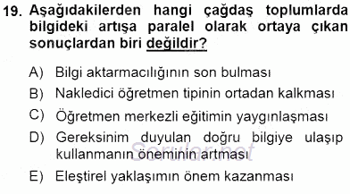 Eğitim Sosyolojisi 2014 - 2015 Dönem Sonu Sınavı 19.Soru