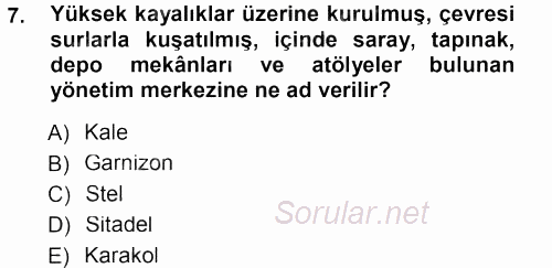 Eski Anadolu Tarihi 2012 - 2013 Dönem Sonu Sınavı 7.Soru