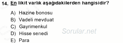 İktisada Giriş 2013 - 2014 Dönem Sonu Sınavı 14.Soru