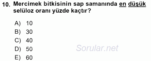 Tarla Bitkileri 1 2017 - 2018 3 Ders Sınavı 10.Soru