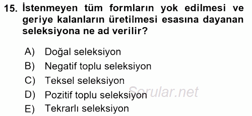 Tarla Bitkileri 1 2017 - 2018 3 Ders Sınavı 15.Soru