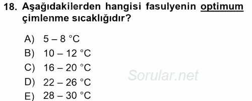 Tarla Bitkileri 1 2017 - 2018 3 Ders Sınavı 18.Soru