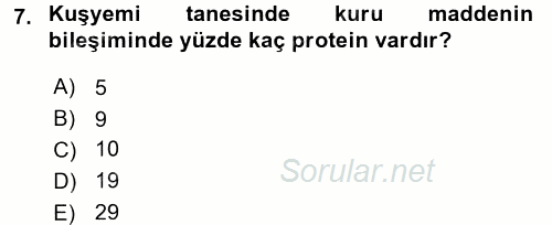 Tarla Bitkileri 1 2017 - 2018 3 Ders Sınavı 7.Soru