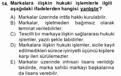 Ticaret Hukuku 1 2013 - 2014 Ara Sınavı 14.Soru