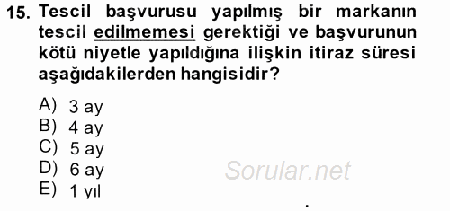 Ticaret Hukuku 1 2013 - 2014 Ara Sınavı 15.Soru