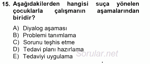 Sosyal Hizmet Uygulamaları 2014 - 2015 Tek Ders Sınavı 15.Soru