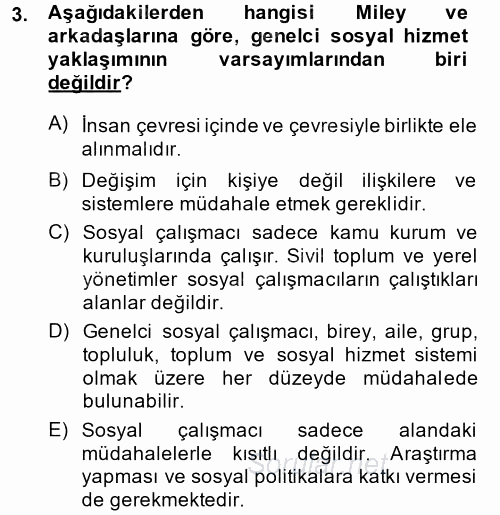 Sosyal Hizmet Uygulamaları 2014 - 2015 Tek Ders Sınavı 3.Soru