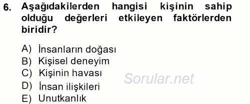 Sosyal Hizmet Uygulamaları 2014 - 2015 Tek Ders Sınavı 6.Soru