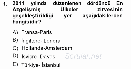 Gelişmekte Olan Ülkelerde Siyaset 2014 - 2015 Dönem Sonu Sınavı 1.Soru