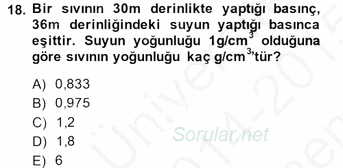 Teknolojinin Bilimsel İlkeleri 1 2014 - 2015 Dönem Sonu Sınavı 18.Soru
